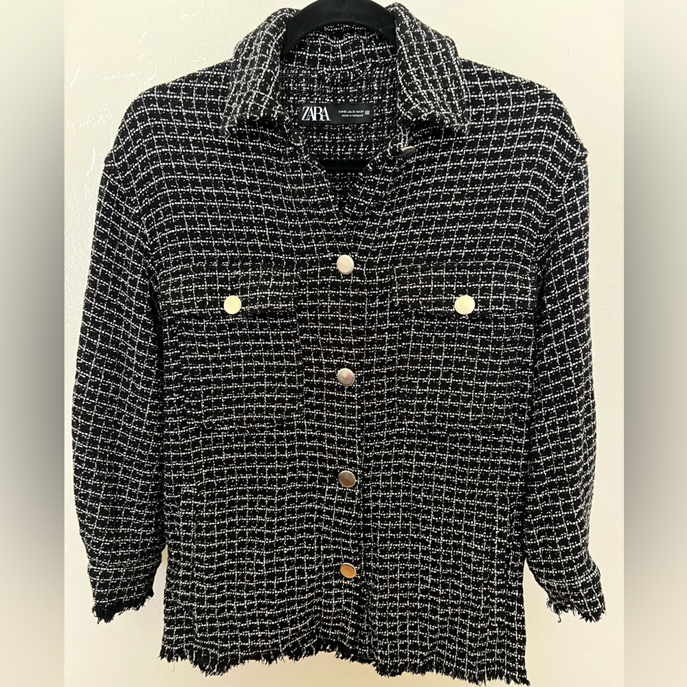 ZARA Oversized Tweed Knit Shacket
